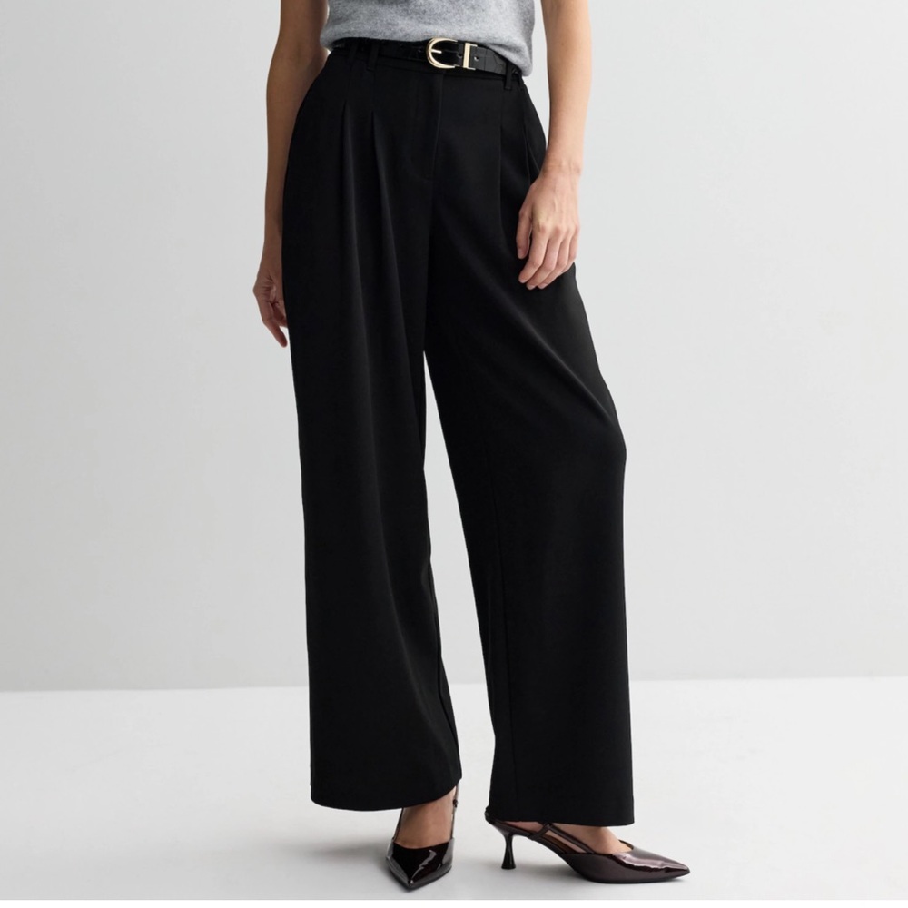 Nine West High Rise Wide-Leg Trousers Pants Black S NWT